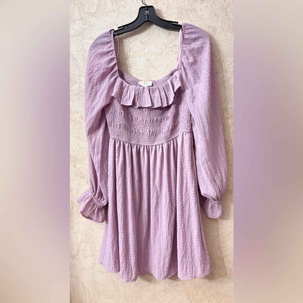 See You Monday Long Sleeve Smocked Dress